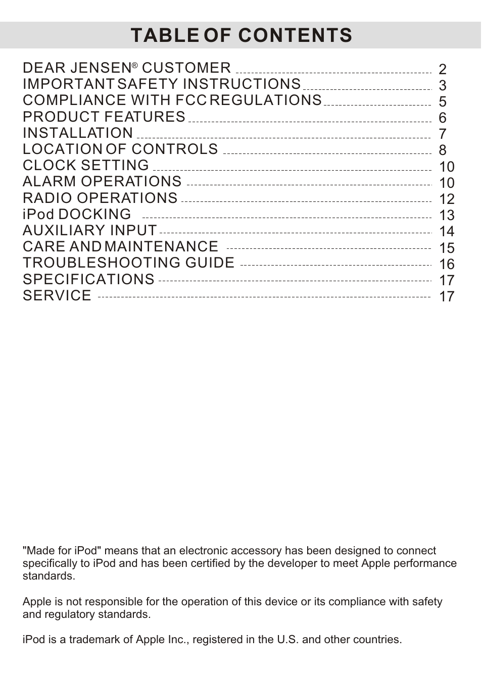 Jensen JiMS-125 User Manual | Page 2 / 18