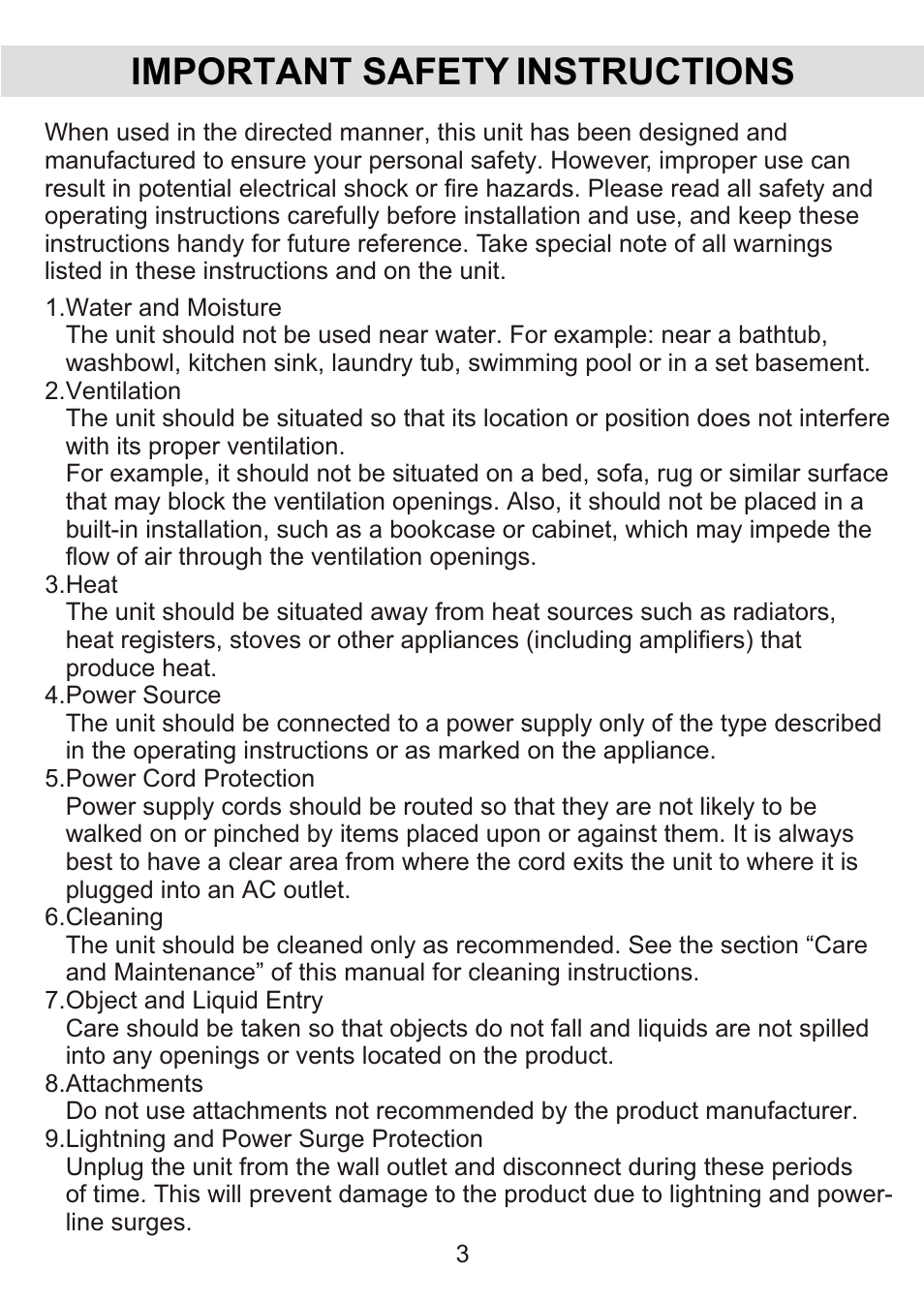 Important safety instructions | Jensen JiMS-125 User Manual | Page 4 / 18