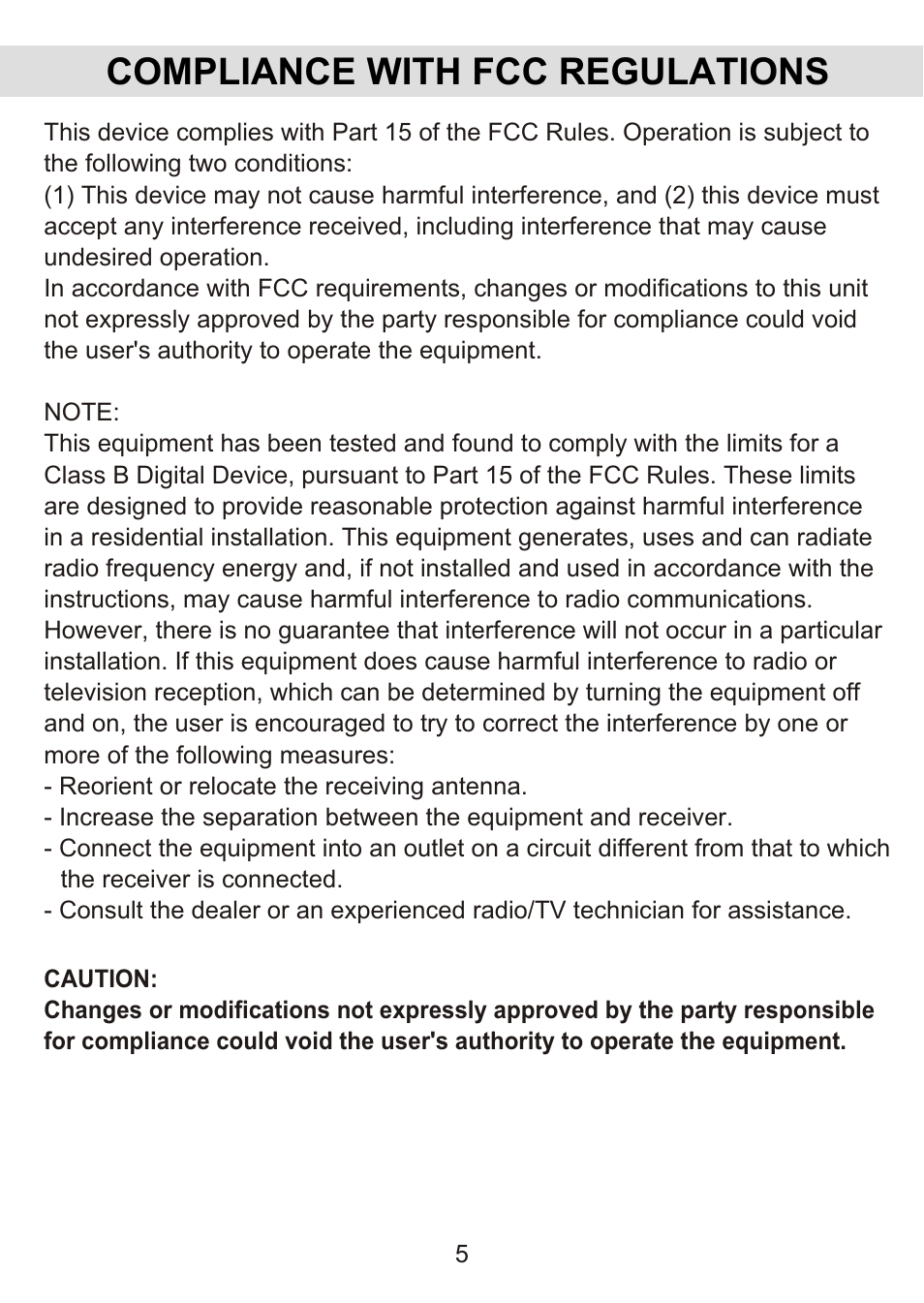 Compliance with fcc regulations | Jensen JiMS-125 User Manual | Page 6 / 18