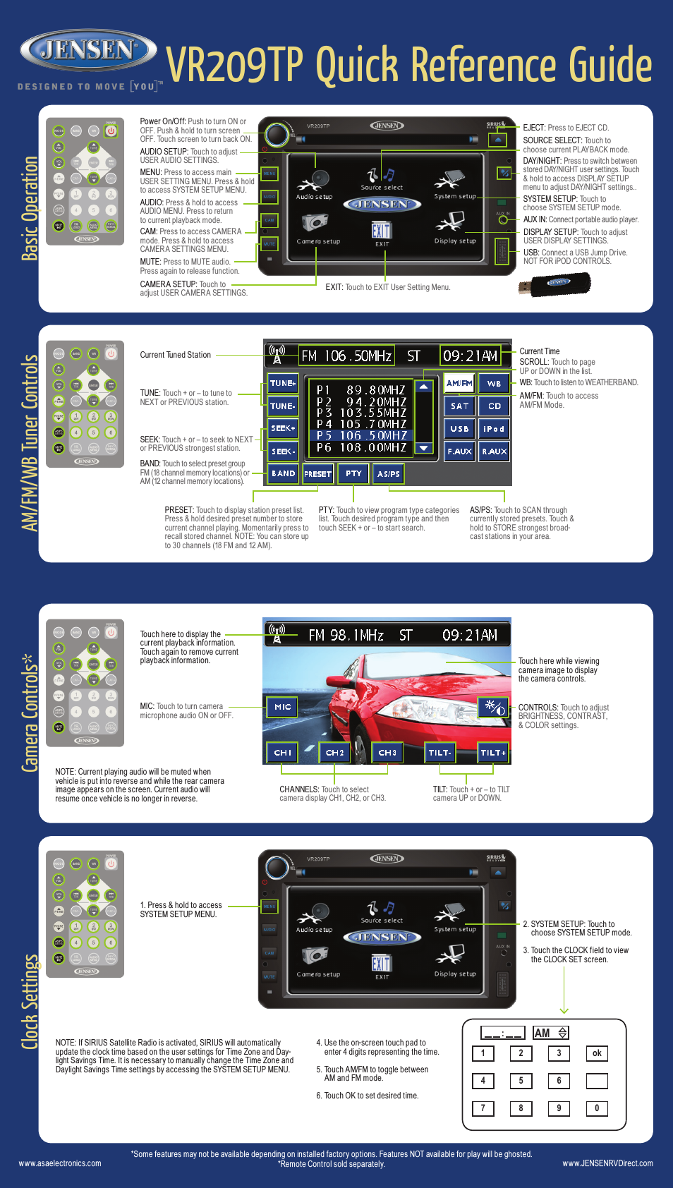 Jensen VR209TP User Manual | 2 pages