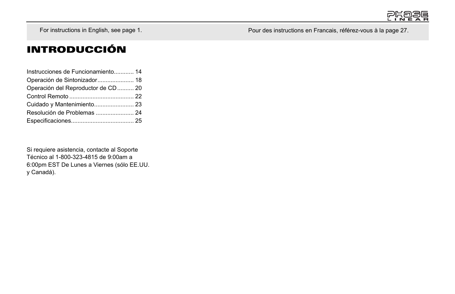 Introducción | Jensen Phase Linear CD1213 User Manual | Page 15 / 46