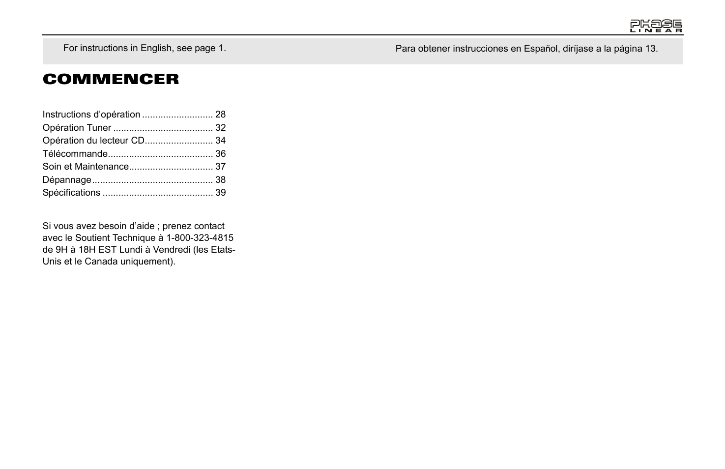 Commencer | Jensen Phase Linear CD1213 User Manual | Page 29 / 46