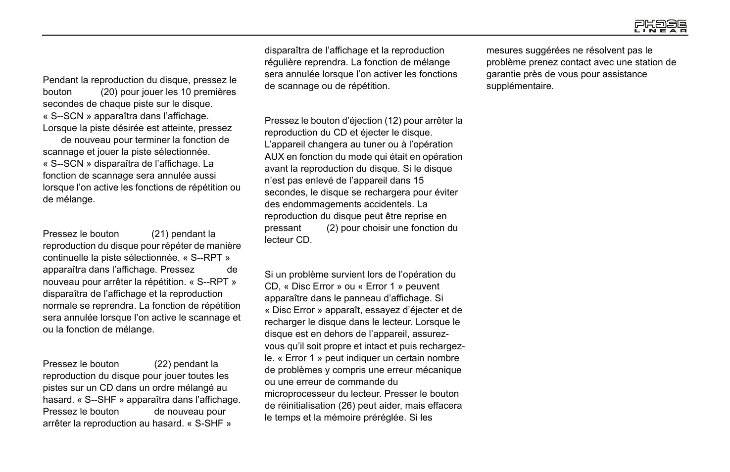 Jensen Phase Linear CD1213 User Manual | Page 37 / 46