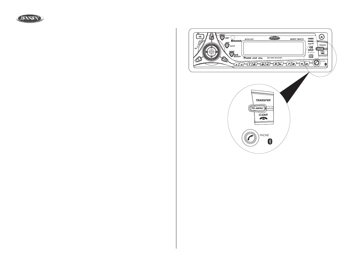 Mp8610bt, Blue tooth operation | Jensen MP8610BT User Manual | Page 40 / 61