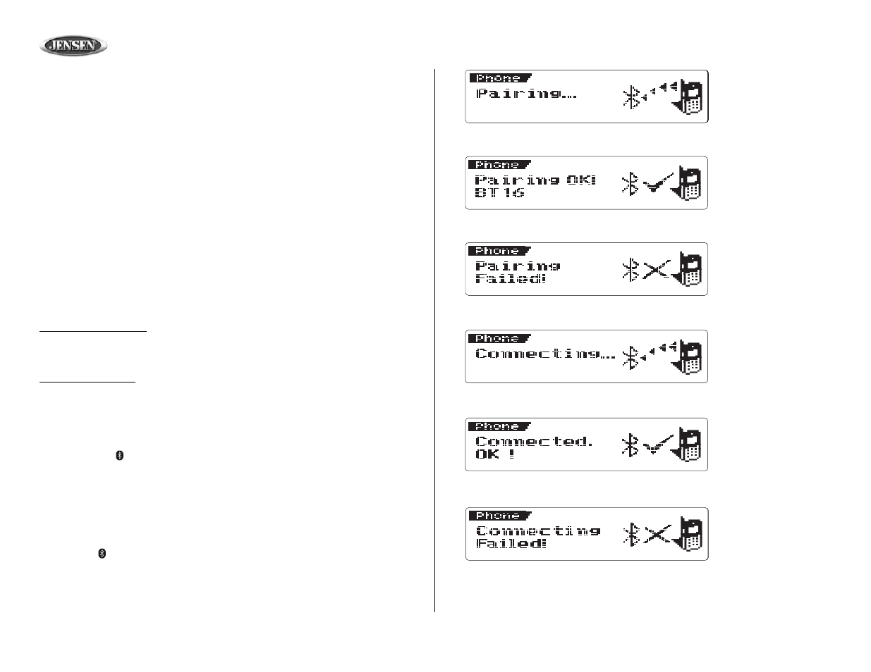 Mp8610bt, Bluetooth operation (continued) | Jensen MP8610BT User Manual | Page 44 / 61