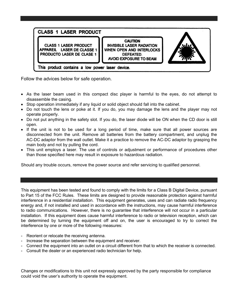 Caution | Jensen JCR-540 User Manual | Page 2 / 10