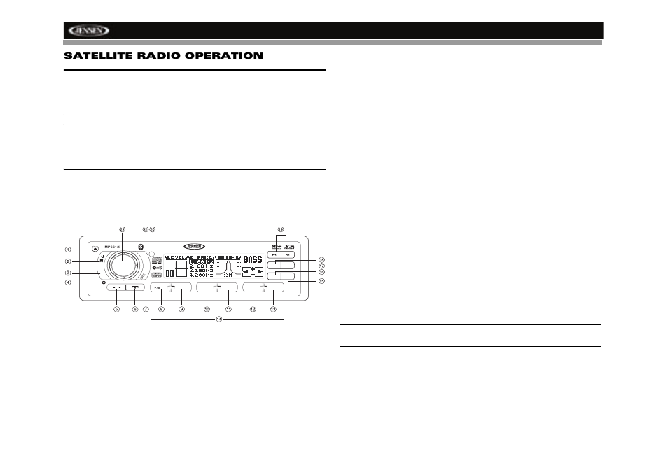 Radio ready, Mp6612i, Satellite radio operation | Jensen MP6612i User Manual | Page 22 / 36