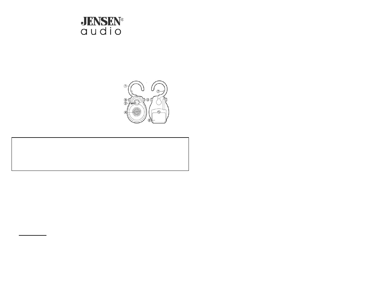 Jensen JWM-120 User Manual | 2 pages