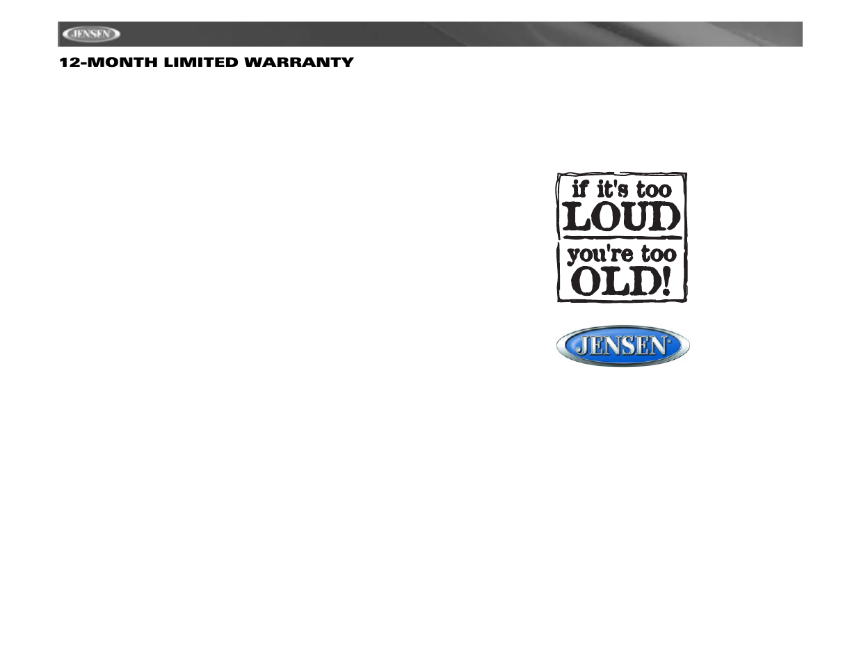 Mp6211, Month limited warranty | Jensen MP6211 User Manual | Page 20 / 52