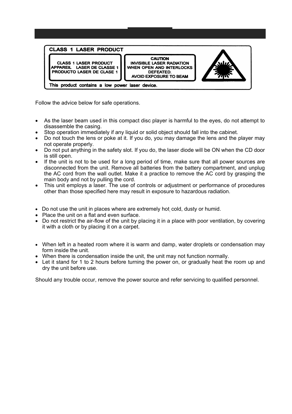 Caution | Jensen CD-540 User Manual | Page 5 / 13