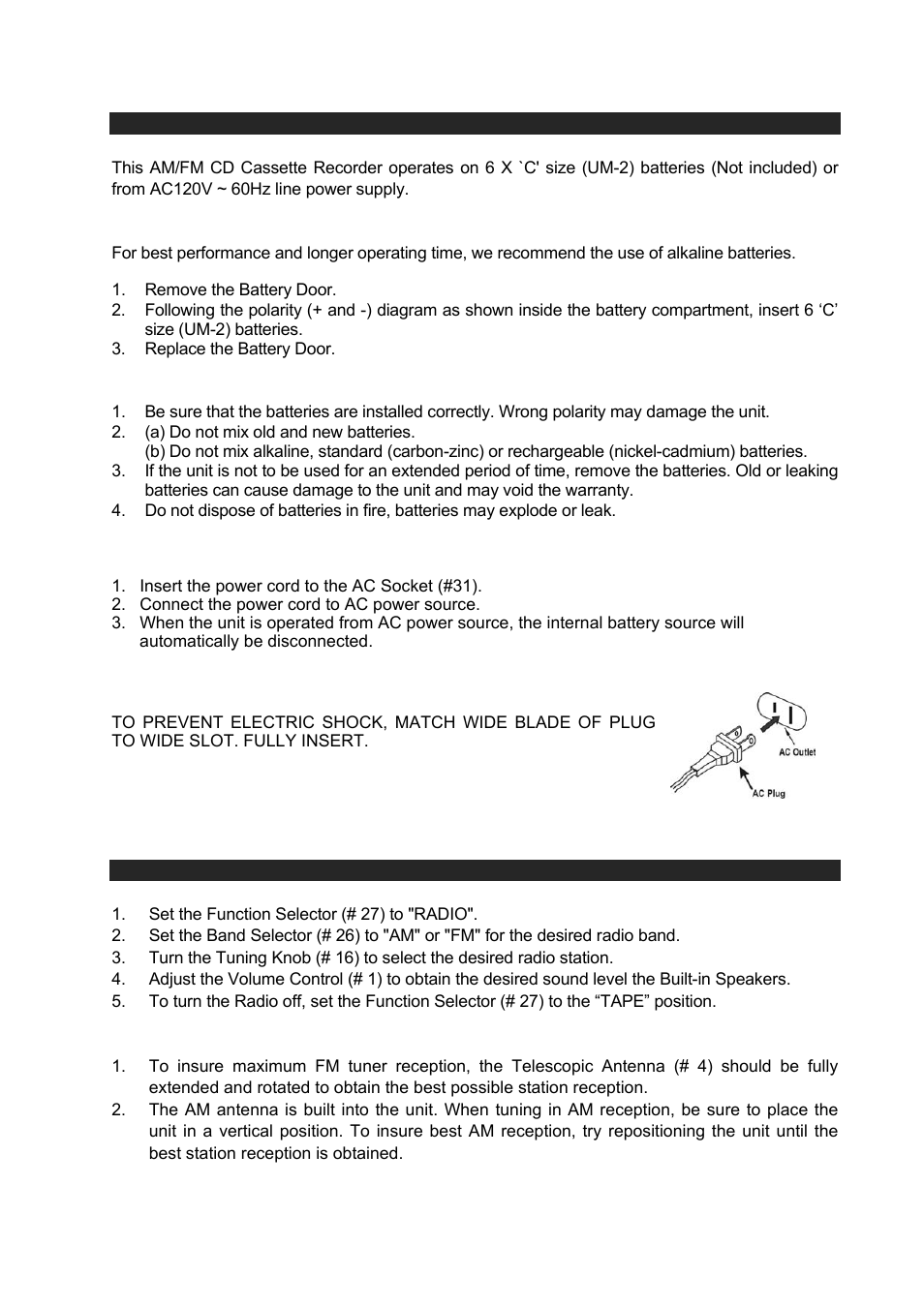 Caution | Jensen CD-540 User Manual | Page 8 / 13