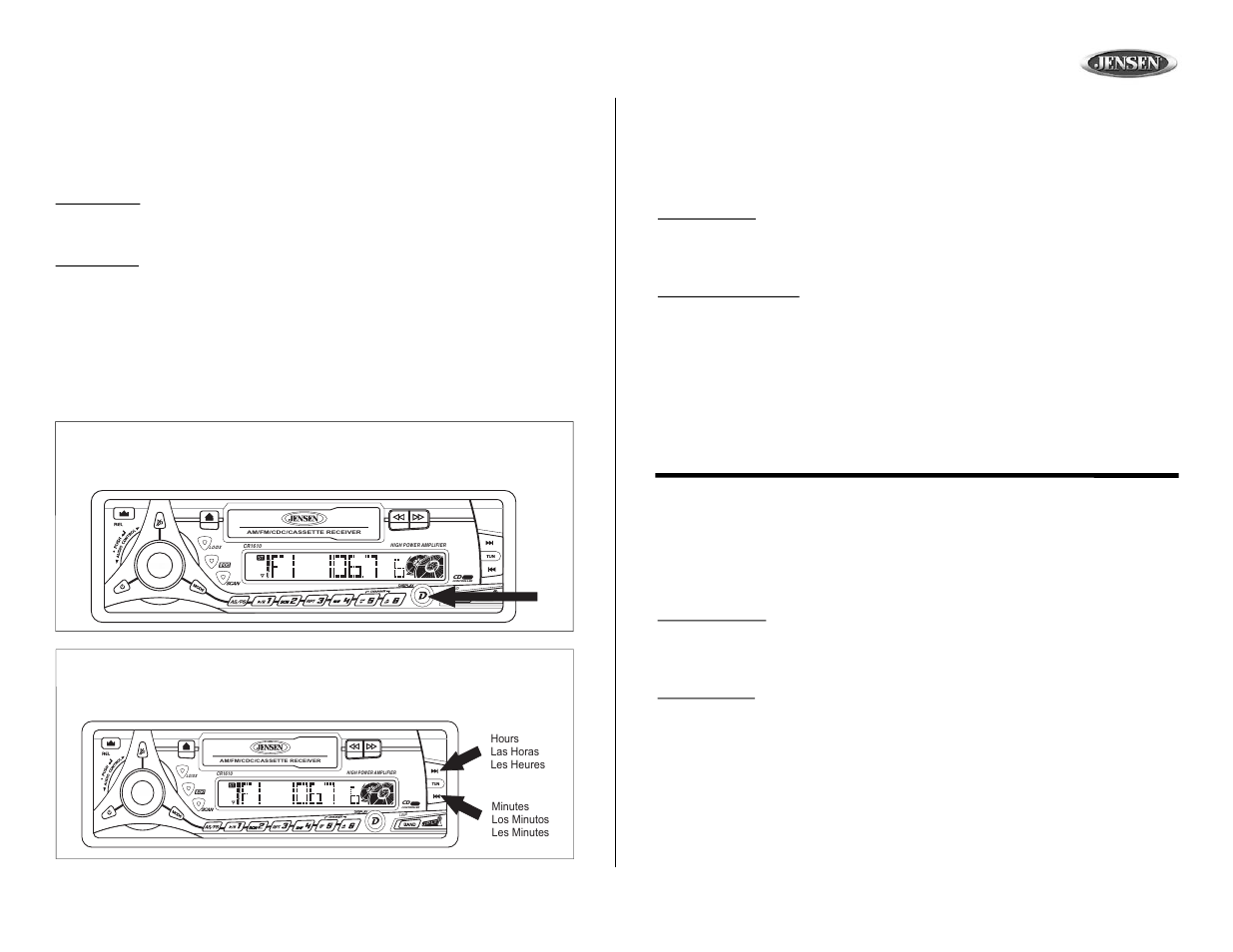 Cr1610, Operation (continued), Operación (continuado) | Opération (continué) | Jensen CR1610 User Manual | Page 11 / 22
