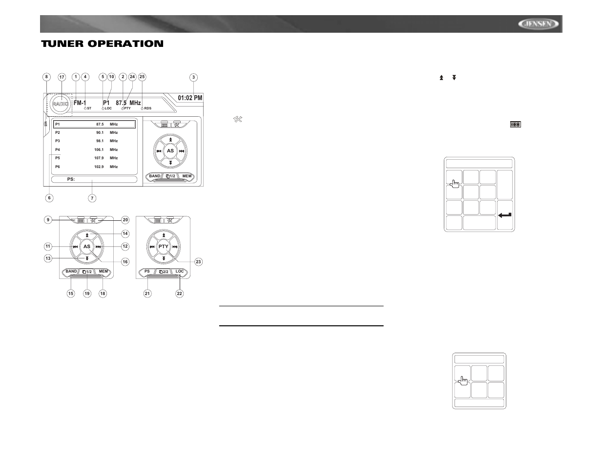 Vm9312 tuner operation | Jensen VM9312 User Manual | Page 19 / 36