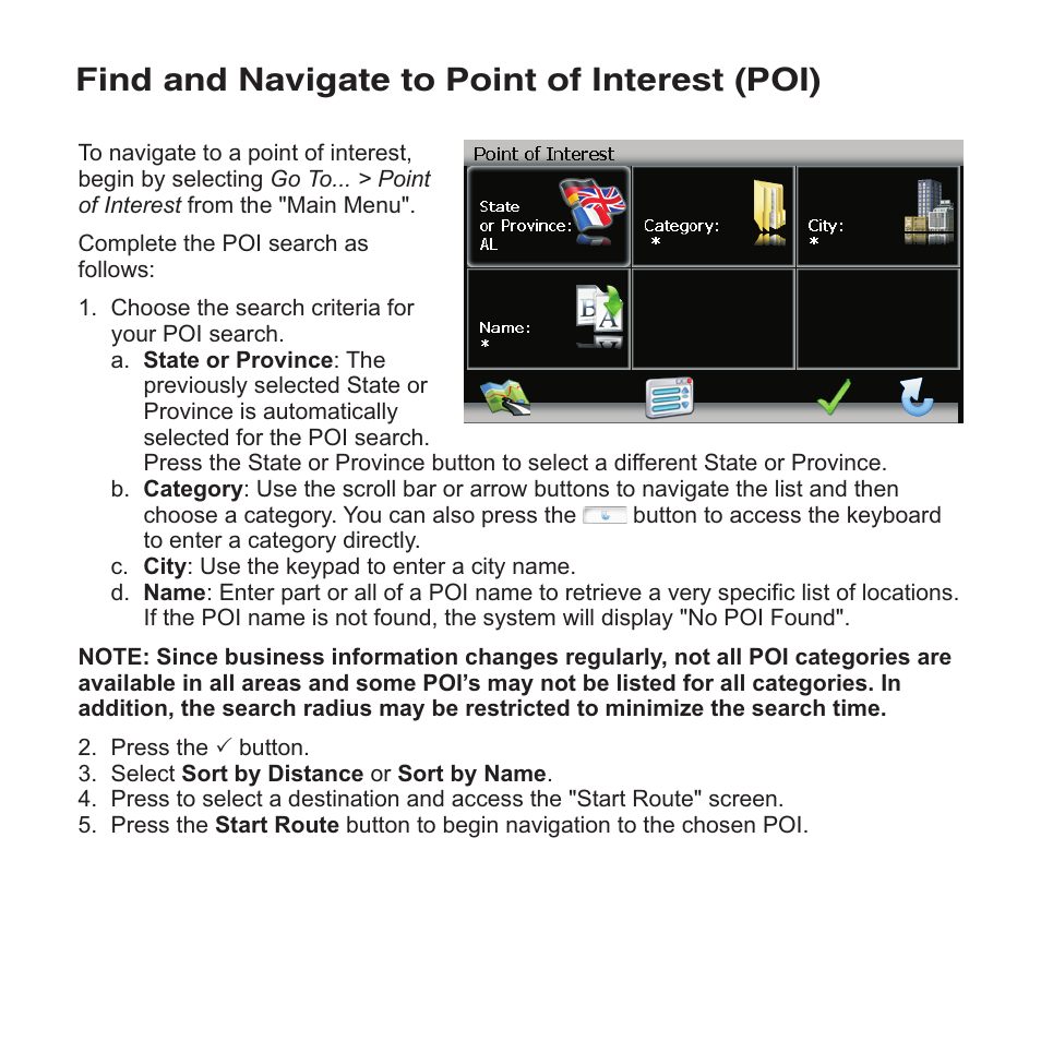 Find and navigate to point of interest (poi) | Jensen NAV102 User Manual | Page 14 / 54