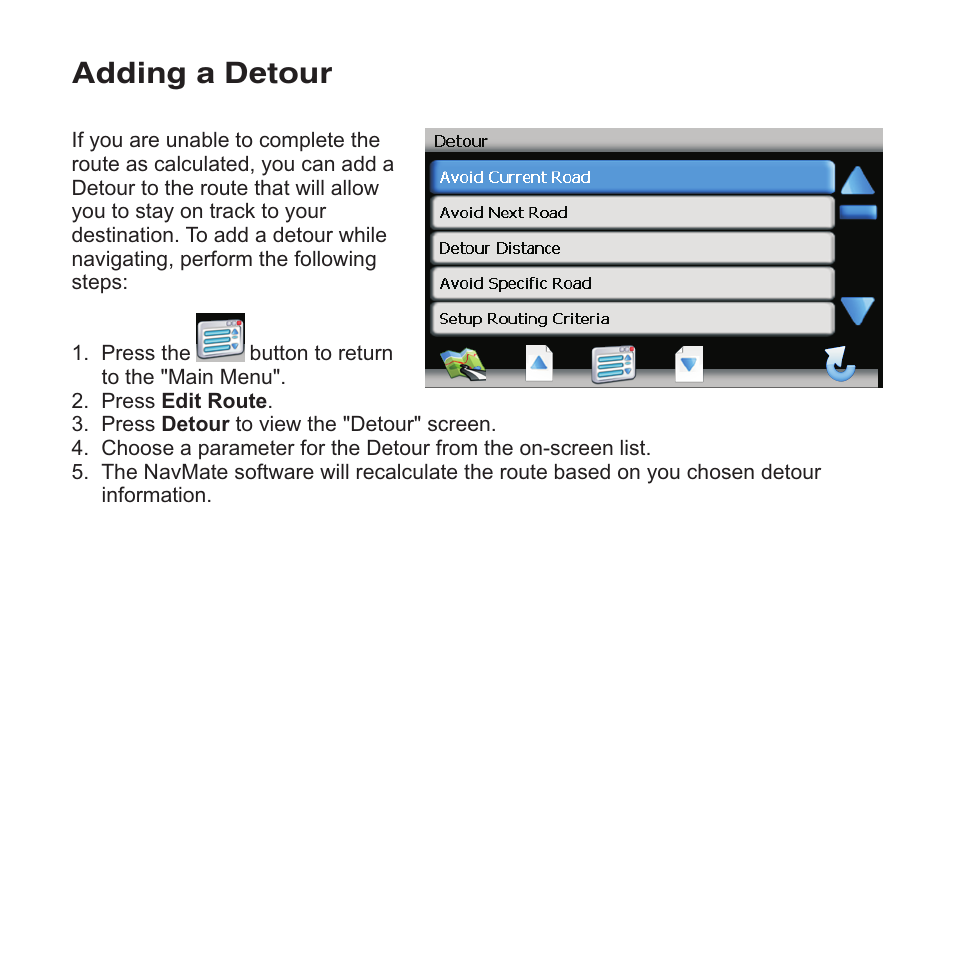 Adding a detour | Jensen NAV102 User Manual | Page 15 / 54