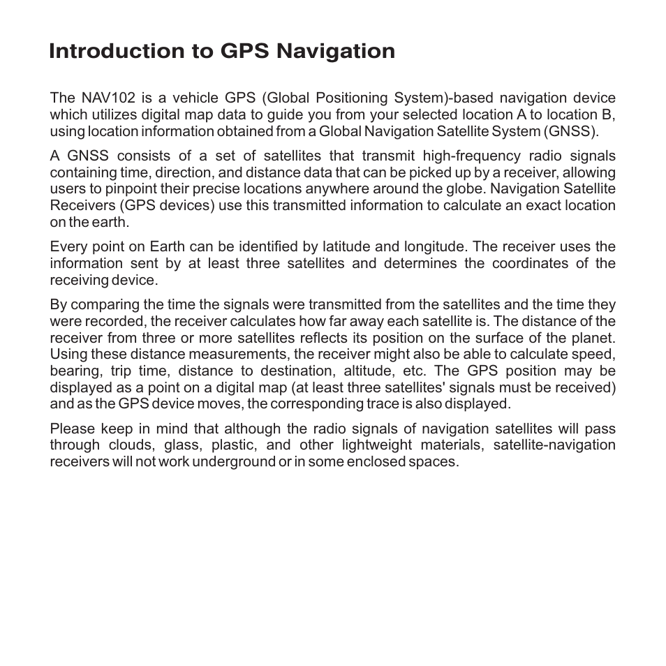 Introduction to gps navigation | Jensen NAV102 User Manual | Page 4 / 54