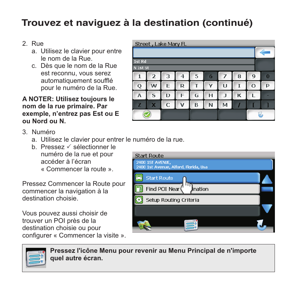 Trouvez et naviguez à la destination (continué) | Jensen NAV102 User Manual | Page 48 / 54