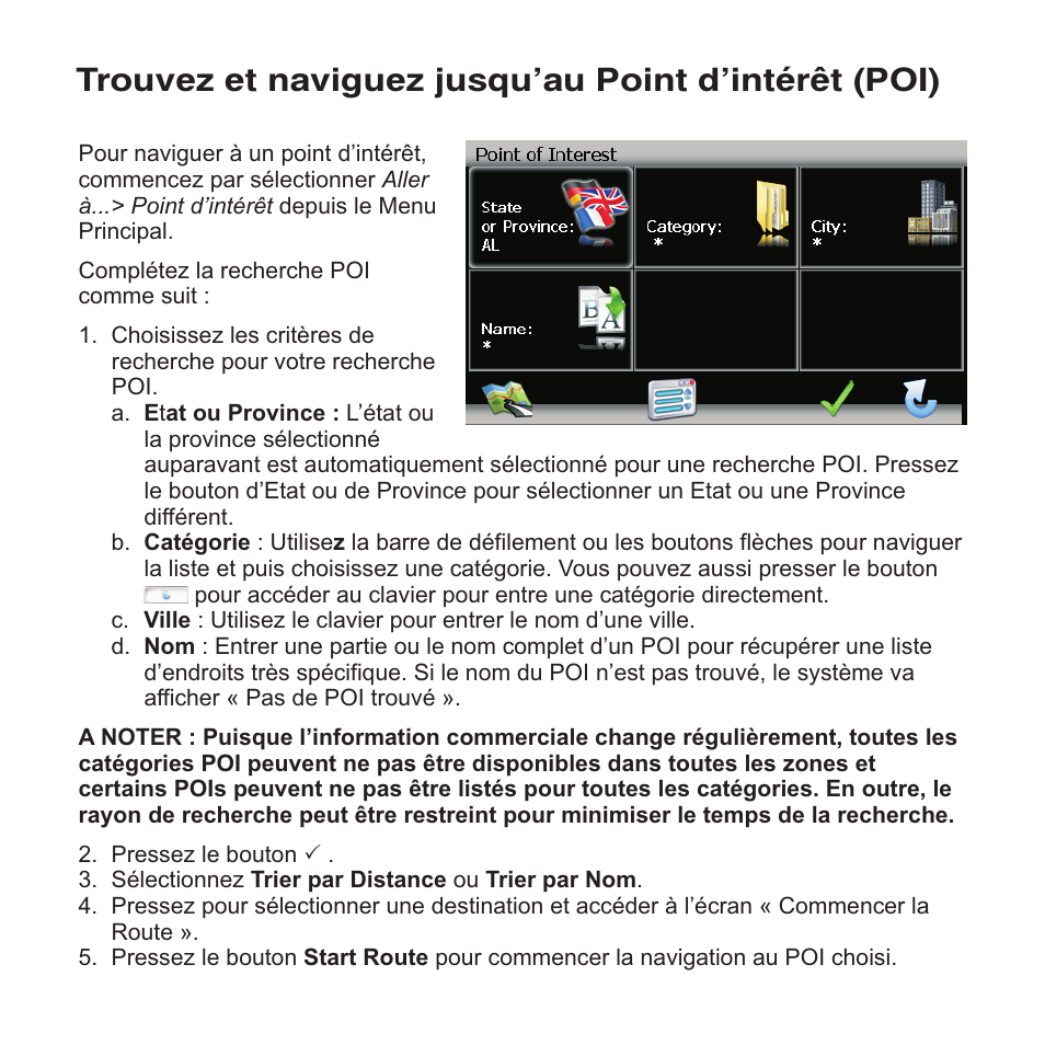 Trouvez et naviguez jusqu’au point d’intérêt (poi) | Jensen NAV102 User Manual | Page 49 / 54