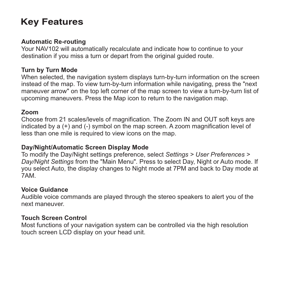 Key features | Jensen NAV102 User Manual | Page 5 / 54