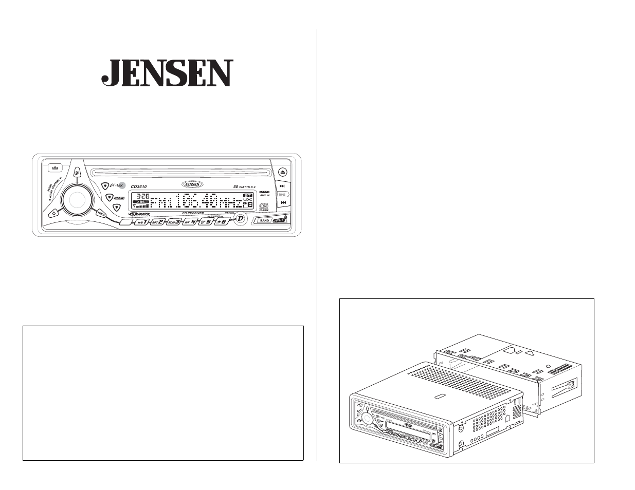Jensen CD3610 User Manual | 21 pages