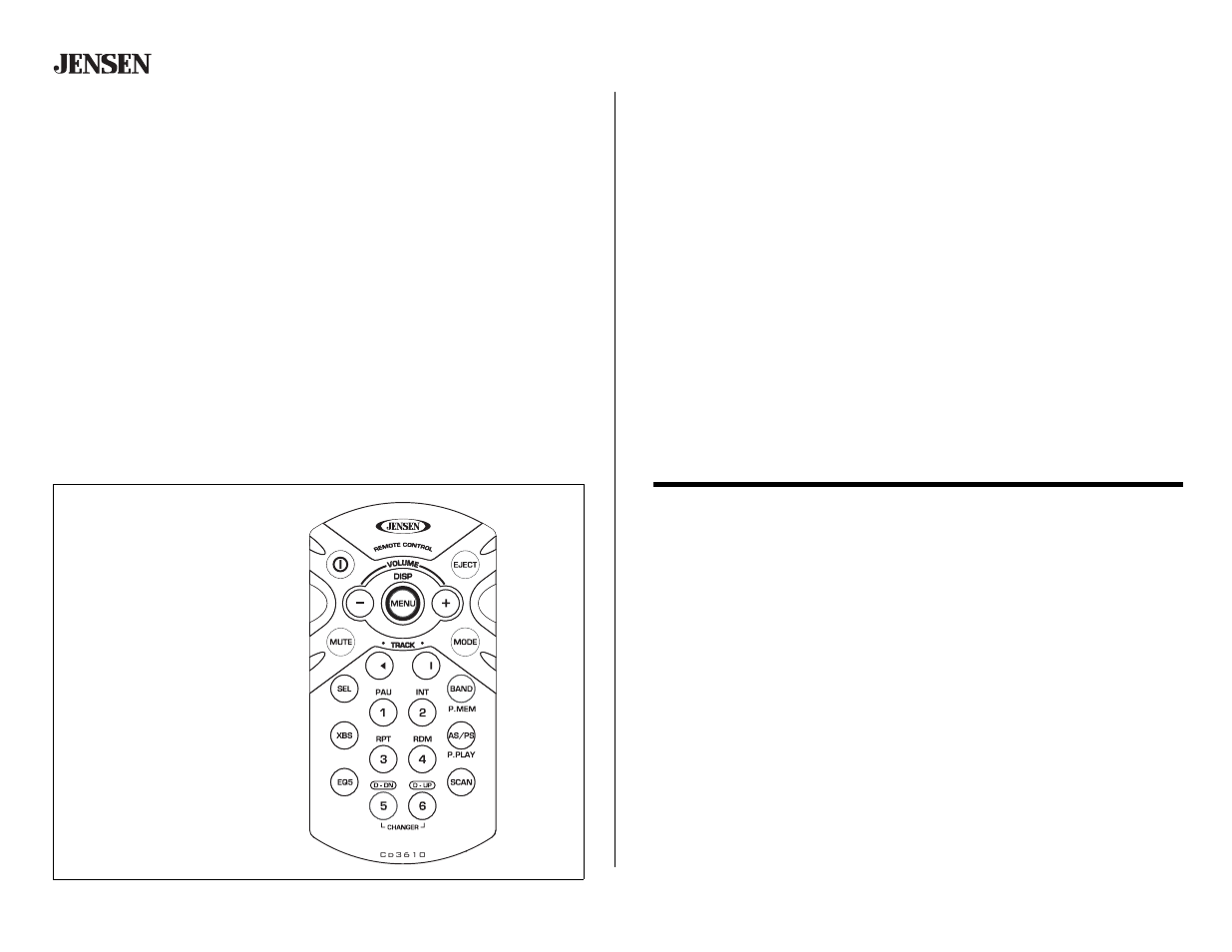 Cd3610, Cd changer operation, Remote control | Operación del cambiador de cd, Control remoto, Fonctionnement de changeur de cd, Prêt à être télécommandé | Jensen CD3610 User Manual | Page 18 / 21