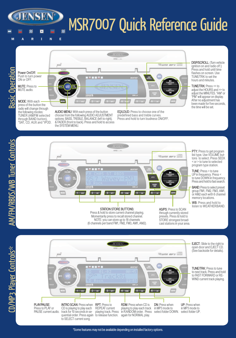 Jensen MSR7007 User Manual | 2 pages