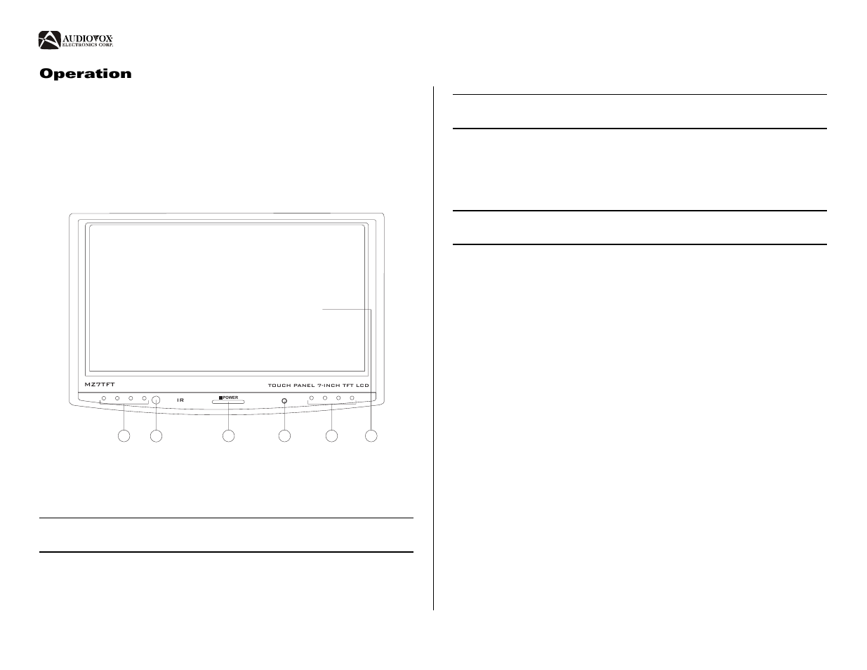 Operation | Jensen MZ7TFT User Manual | Page 6 / 10