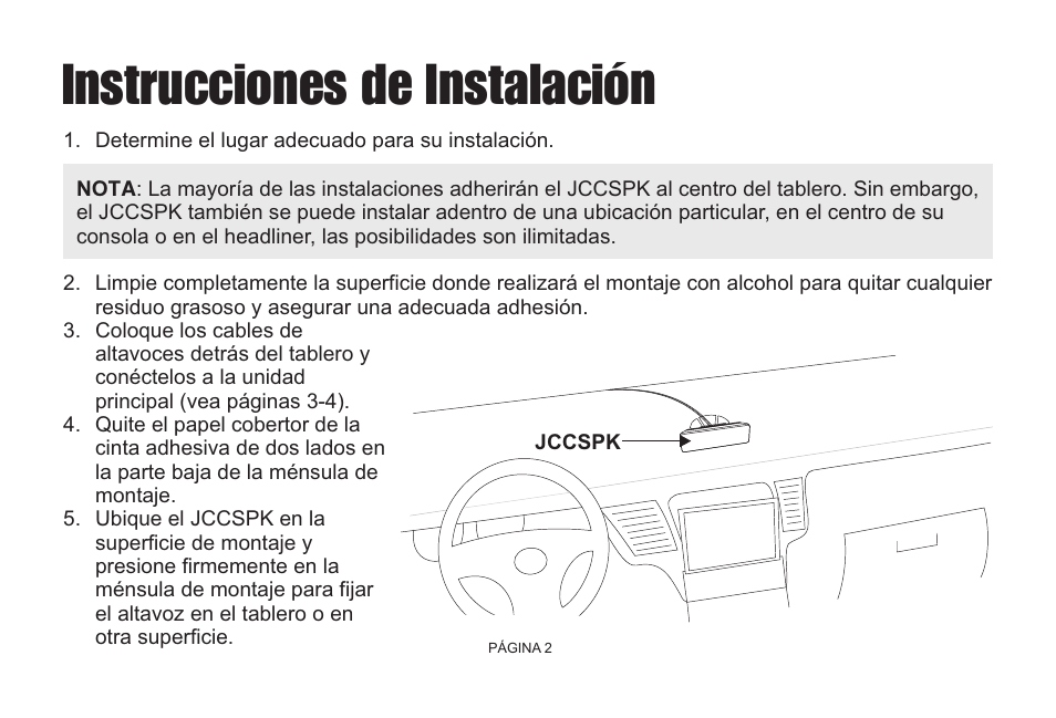 Instrucciones de instalación | Jensen JCCSPK User Manual | Page 10 / 20
