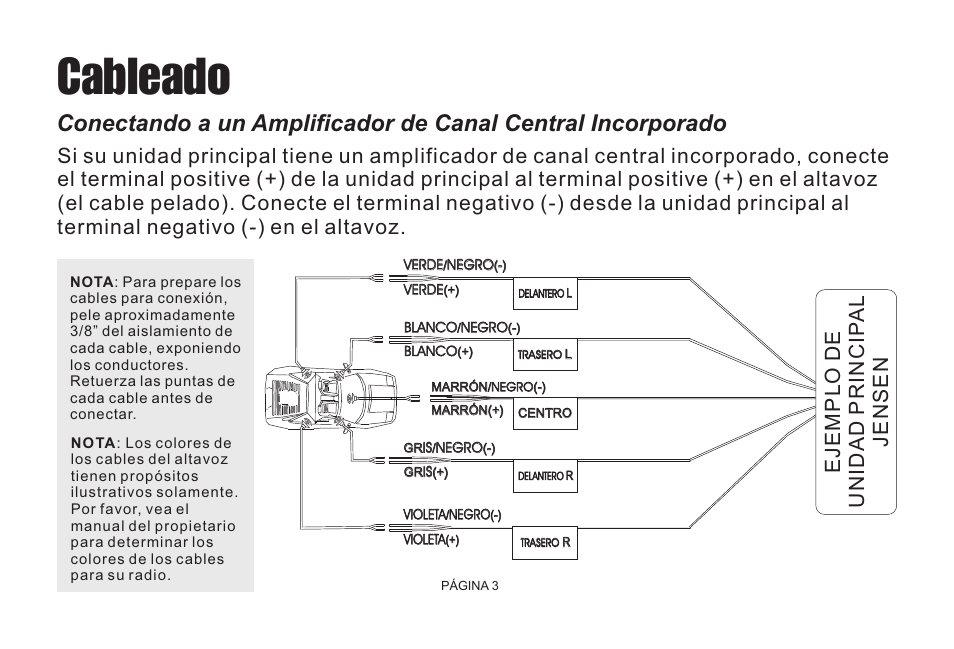 Cableado | Jensen JCCSPK User Manual | Page 11 / 20