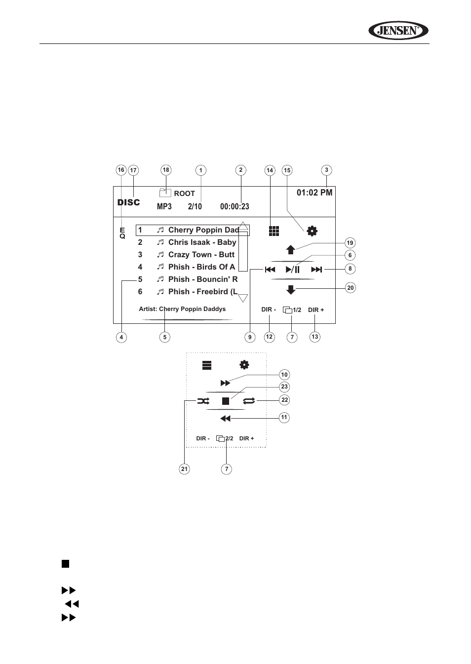 Vm9114, Mp3 user interface | Jensen VM9114 User Manual | Page 35 / 45