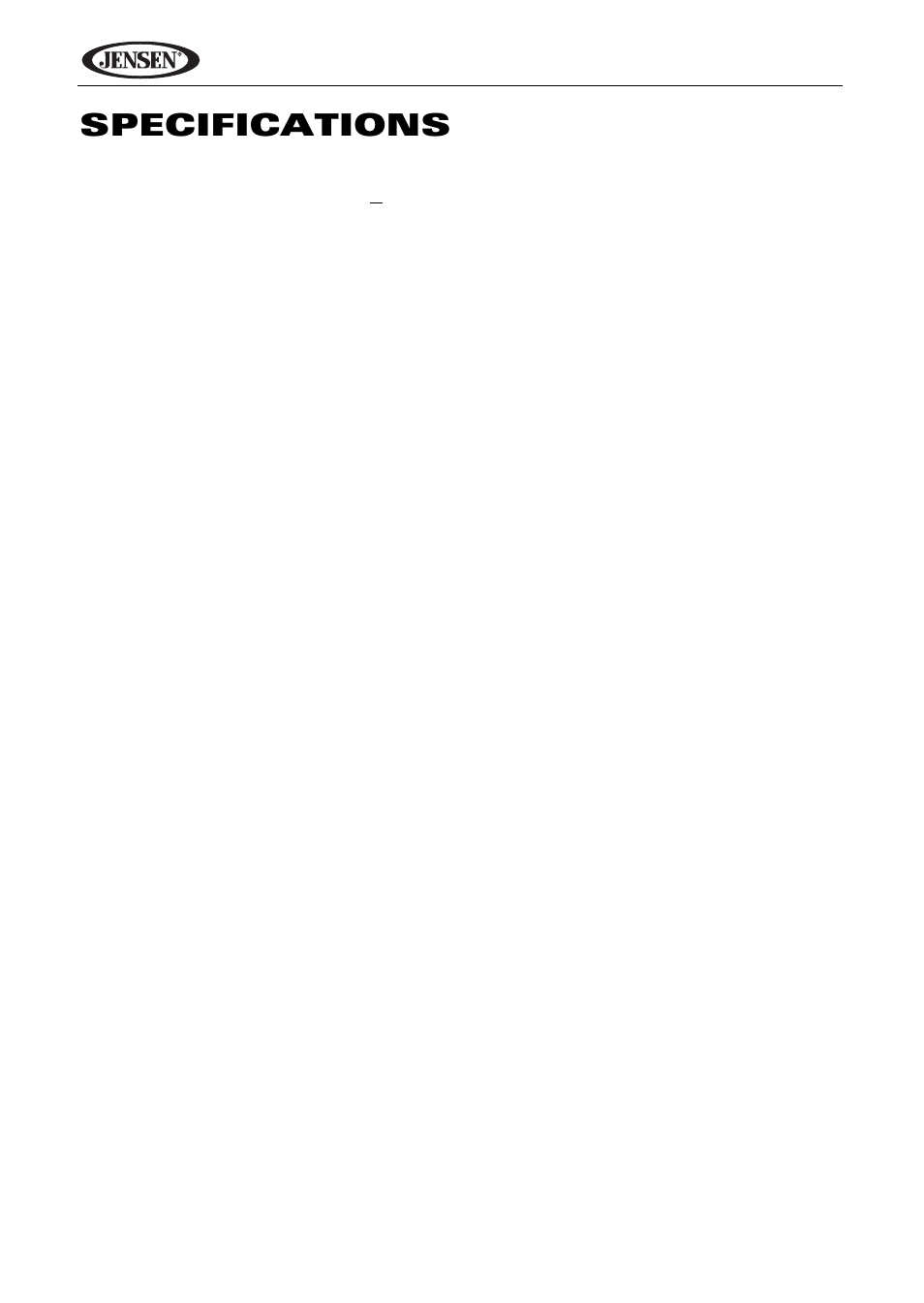 Specifications | Jensen VM9114 User Manual | Page 42 / 45