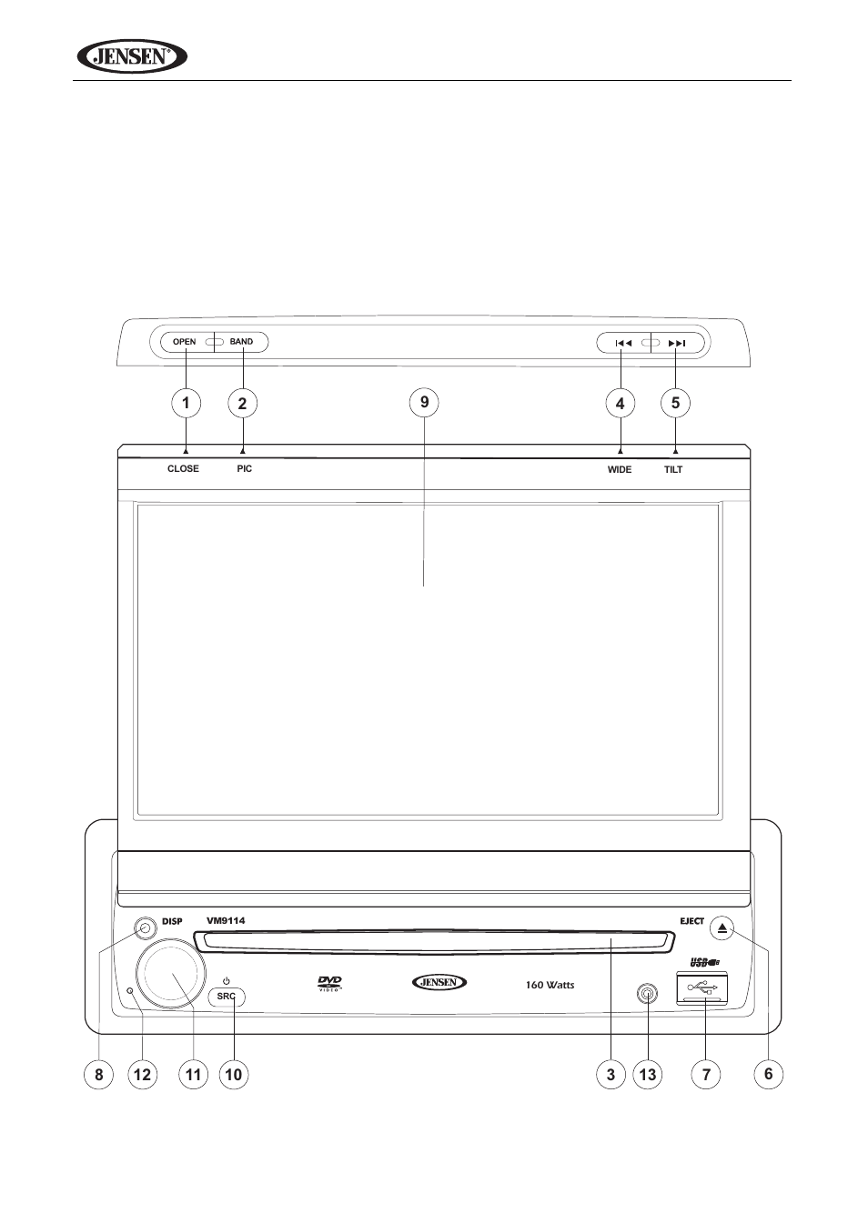 Vm9114 | Jensen VM9114 User Manual | Page 8 / 45