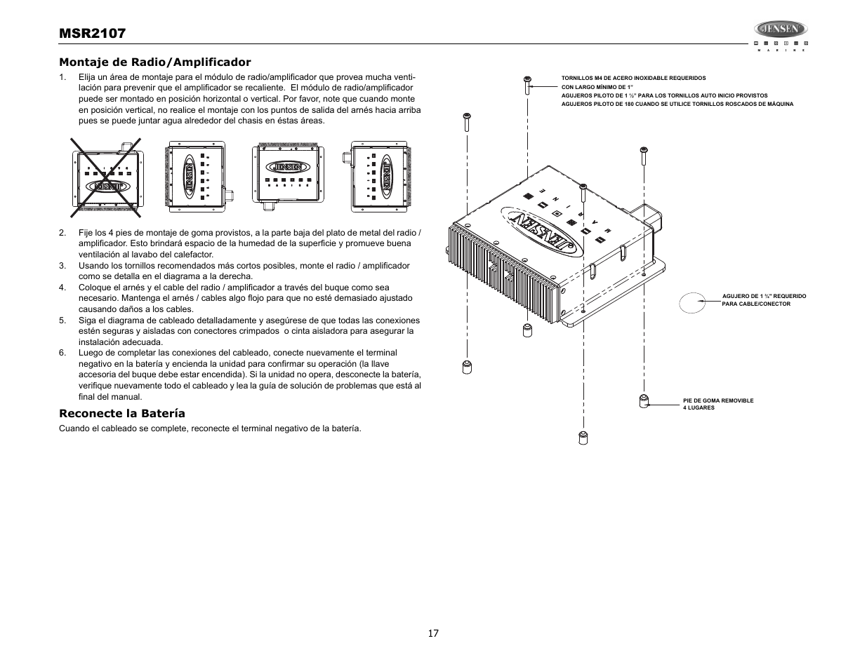 Msr2107 | Jensen MSR2107 User Manual | Page 19 / 44