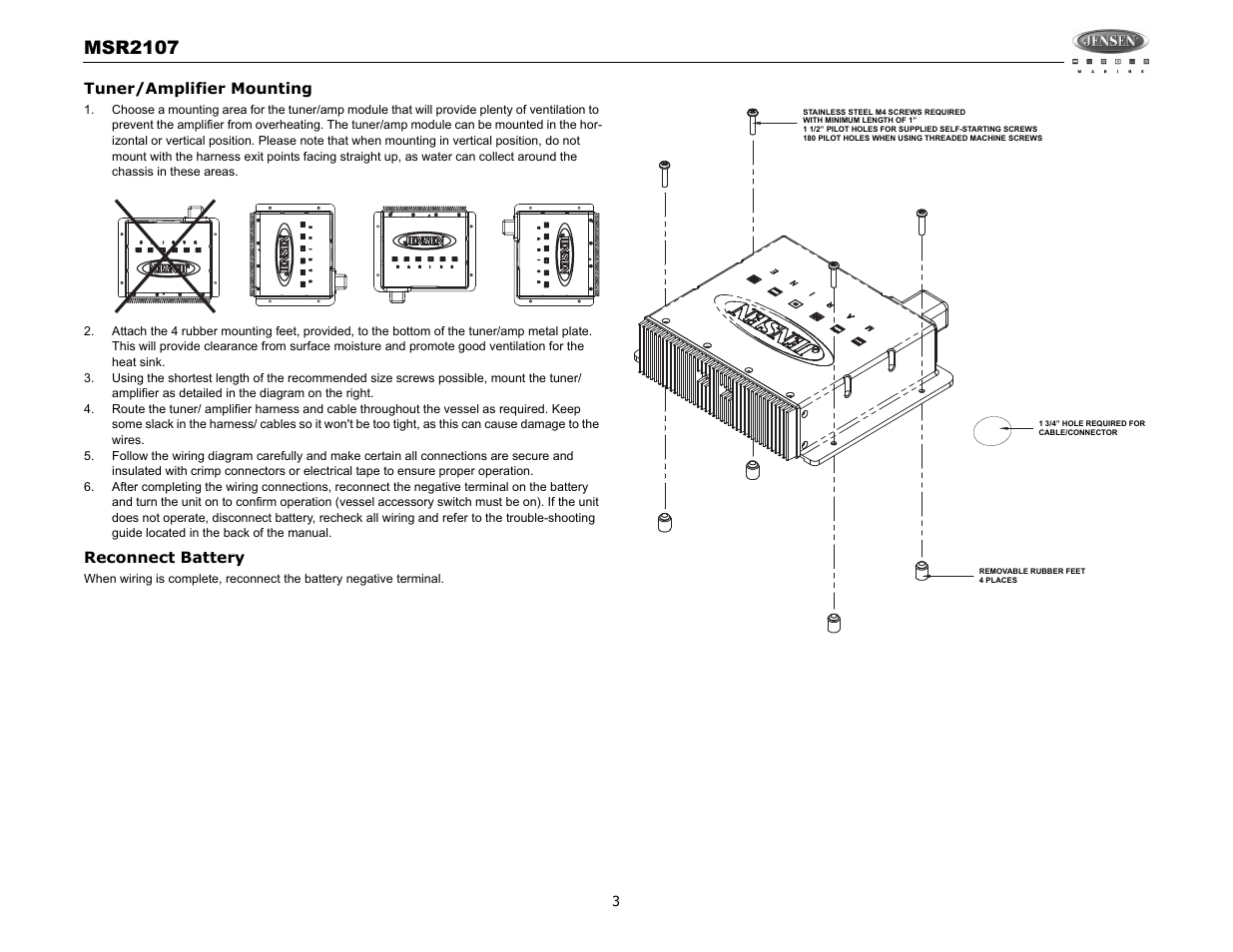 Msr2107 | Jensen MSR2107 User Manual | Page 5 / 44