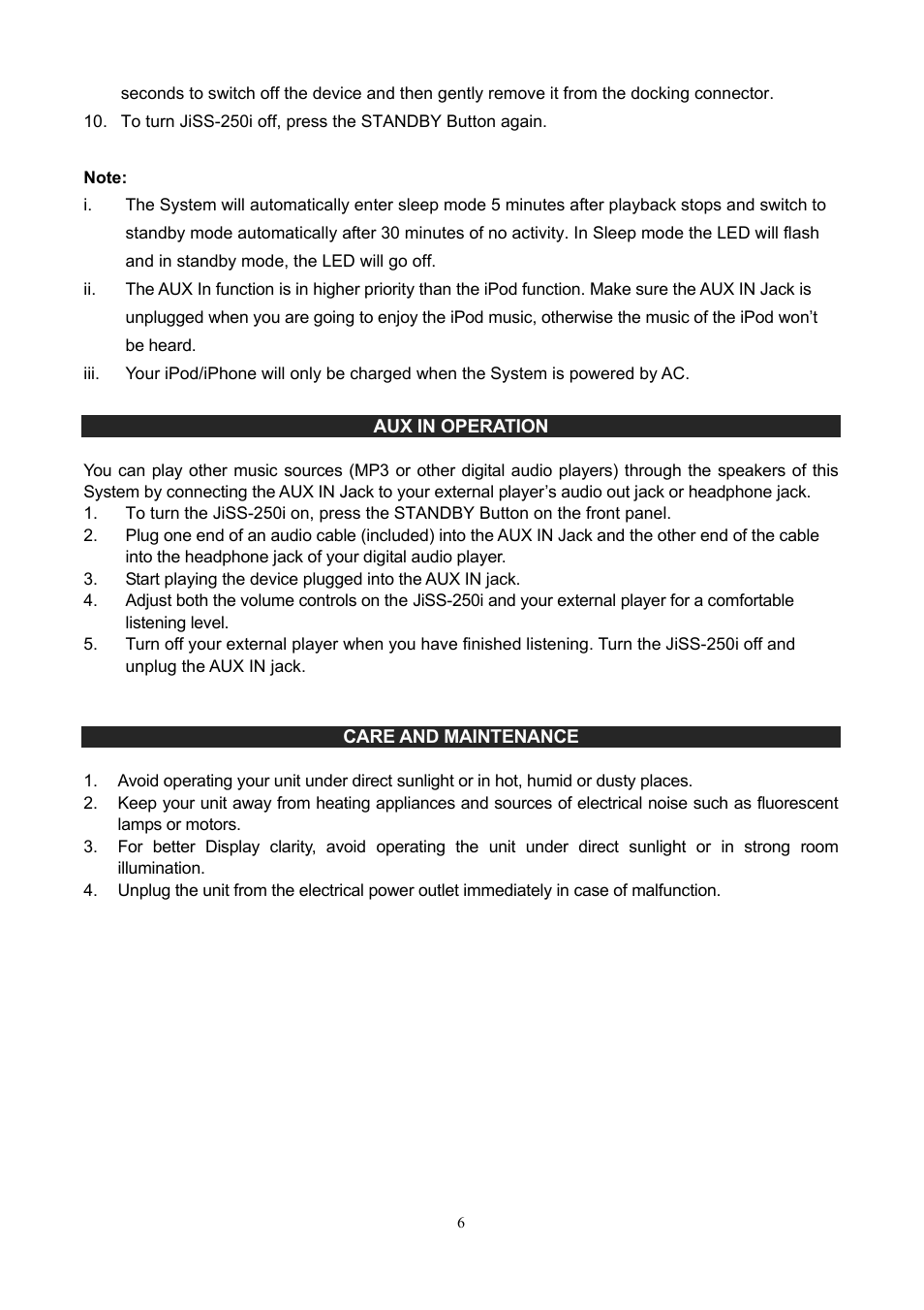 Jensen JiSS-250i User Manual | Page 7 / 8