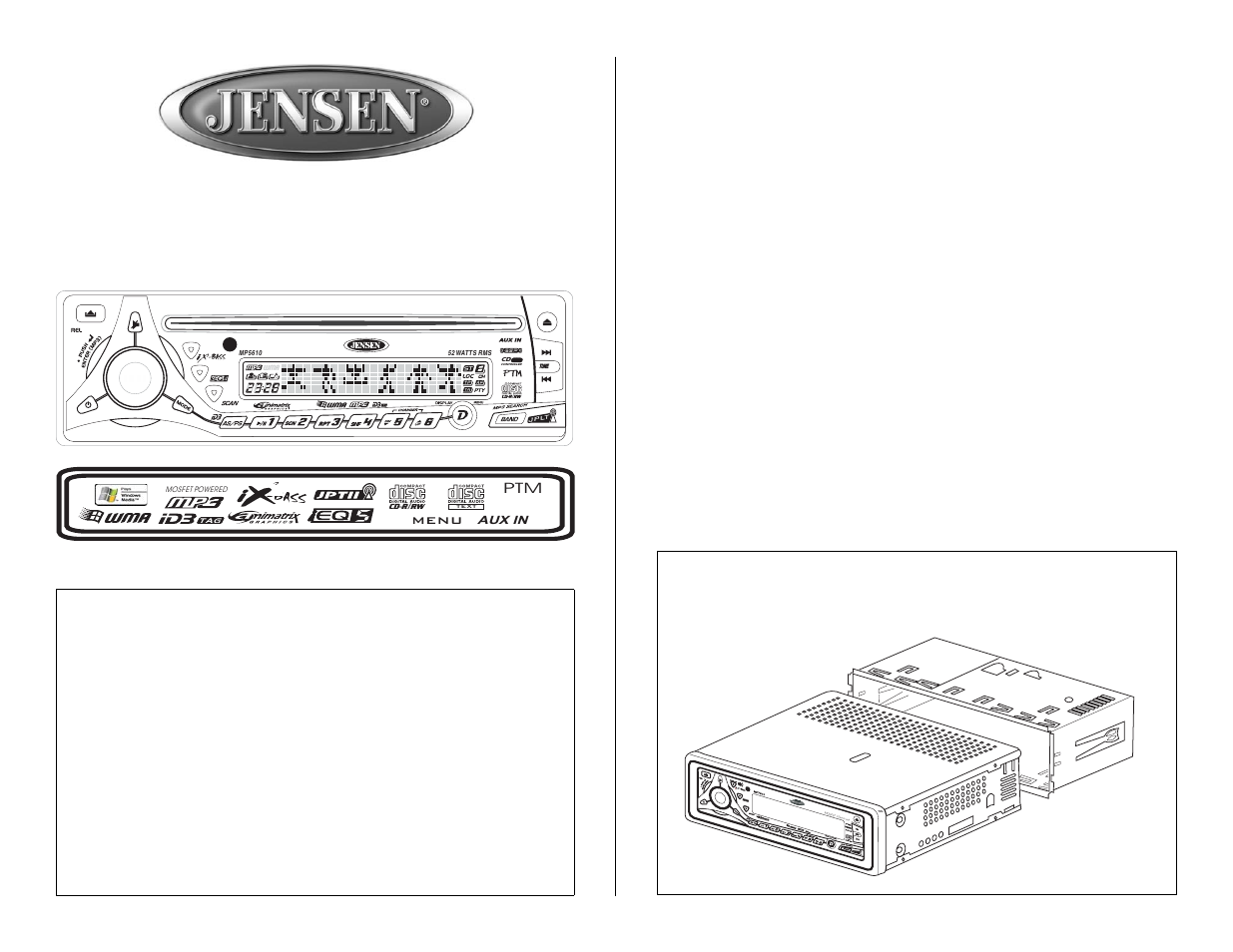 Jensen MP5610 User Manual | 25 pages