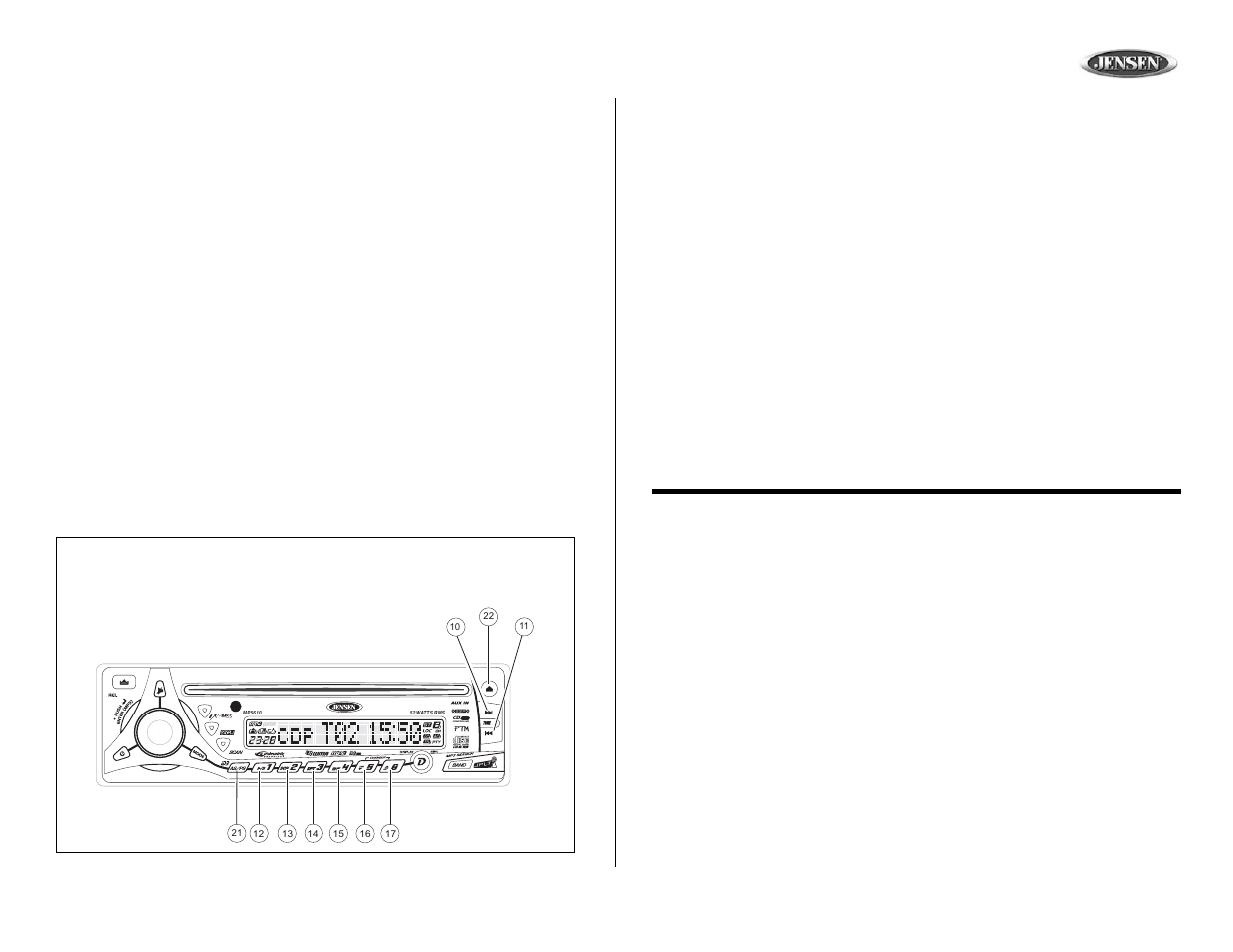 Mp5610, Controller, Cd player operation | Operación del reproductor de cd, Fonctionnement du lecteur cd | Jensen MP5610 User Manual | Page 15 / 25