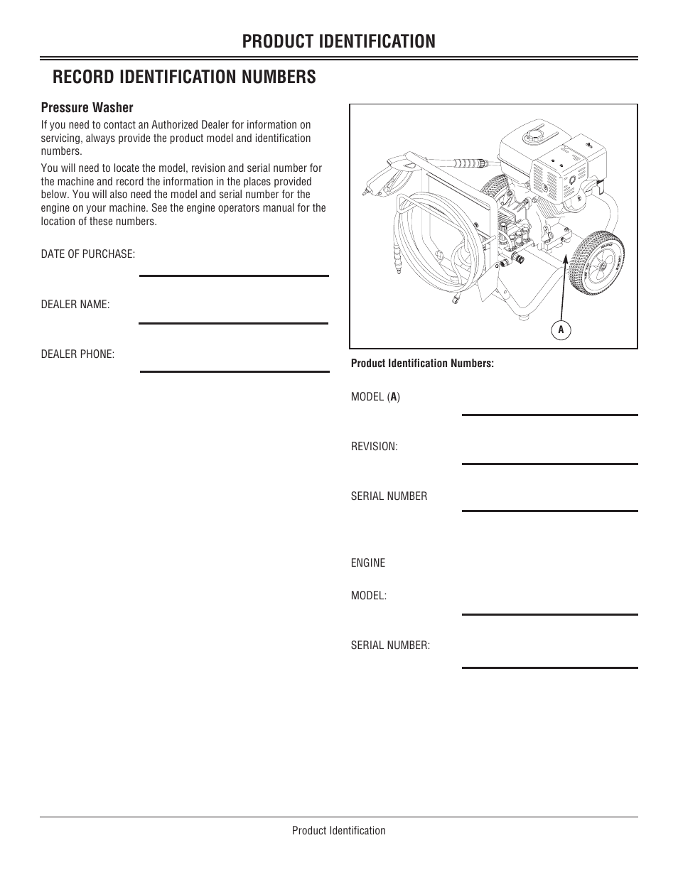 Record identification numbers, Product identification | John Deere 3800 User Manual | Page 3 / 24