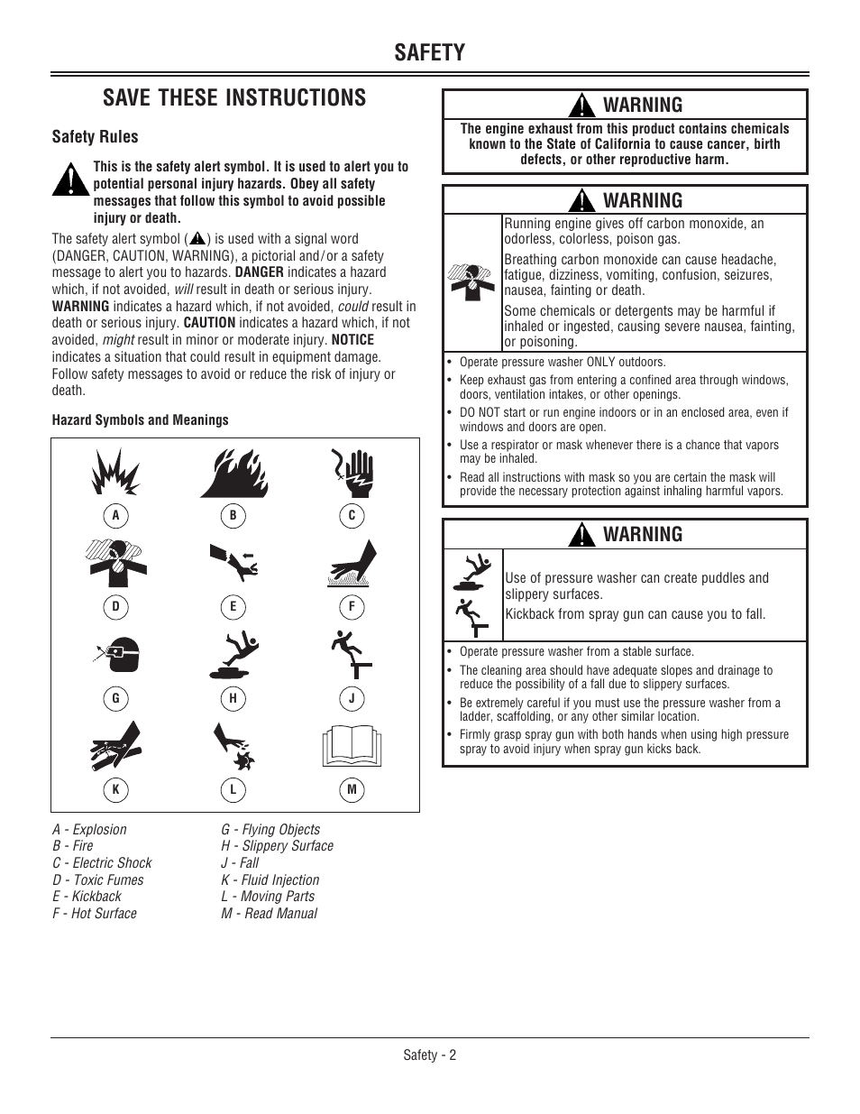 Safety, Safety rules, Safety save these instructions | Warning | John Deere 3800 User Manual | Page 6 / 24