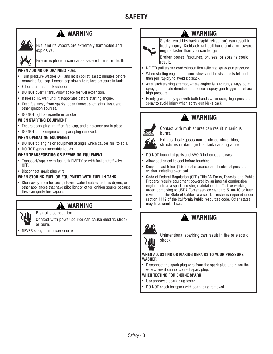 Safety, Warning | John Deere 3800 User Manual | Page 7 / 24