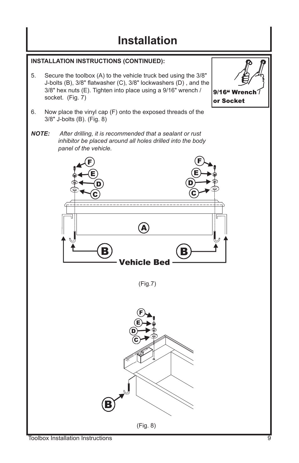 Installation, Vehicle bed | John Deere AC-6975TB-A User Manual | Page 9 / 12