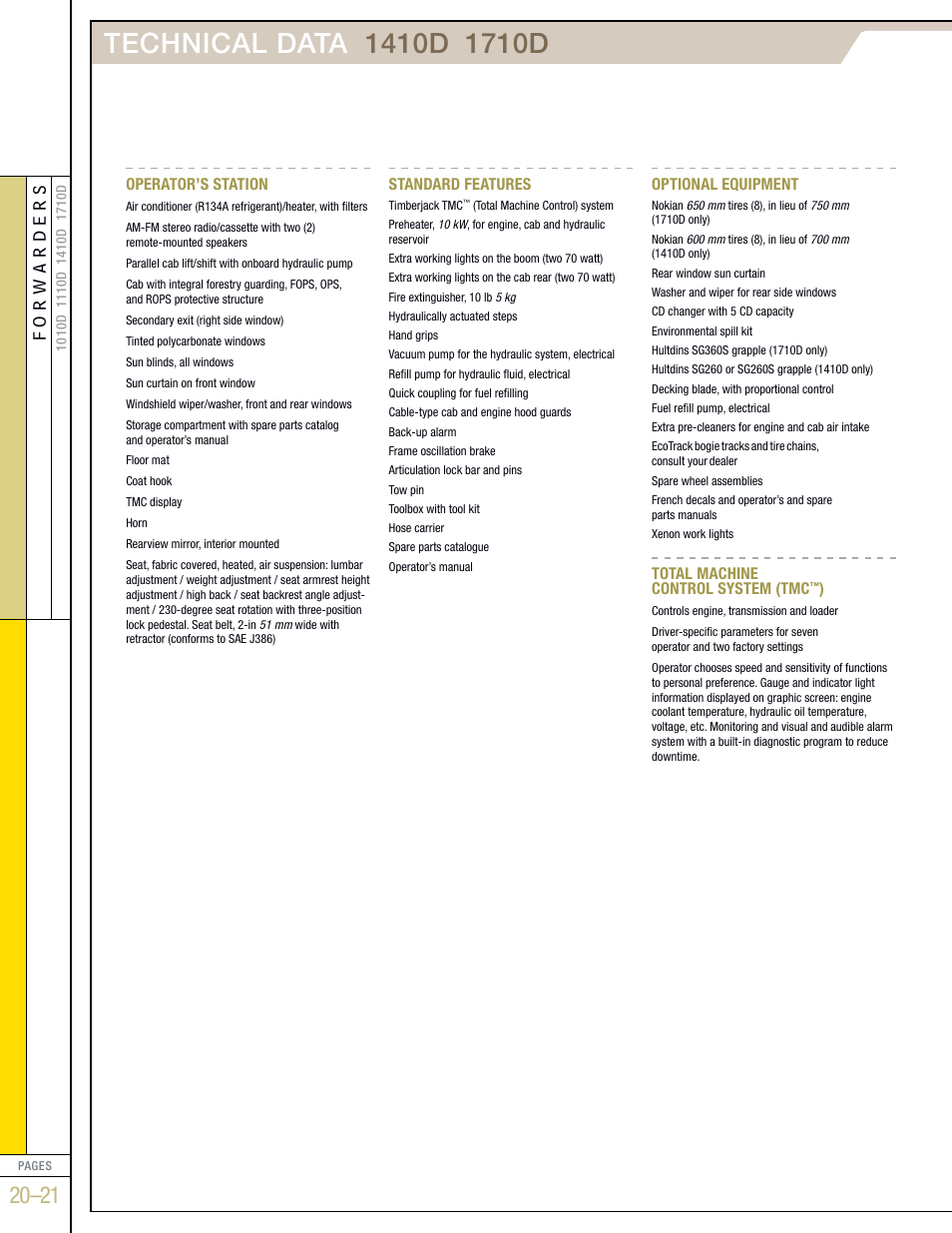 Forwarders | John Deere FORWARDERS 1110D User Manual | Page 20 / 24