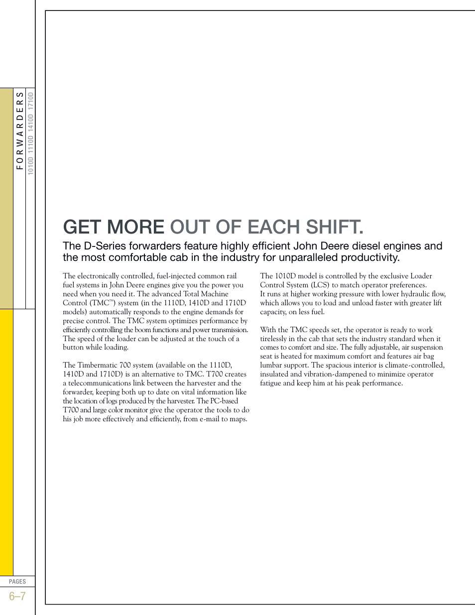 Get more out of each shift | John Deere FORWARDERS 1110D User Manual | Page 6 / 24