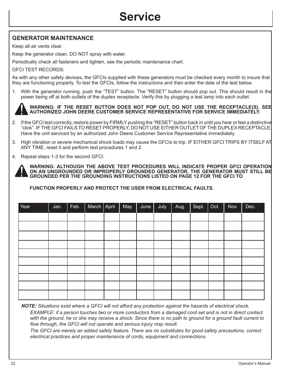 Service | John Deere AC-G6000DY User Manual | Page 22 / 94