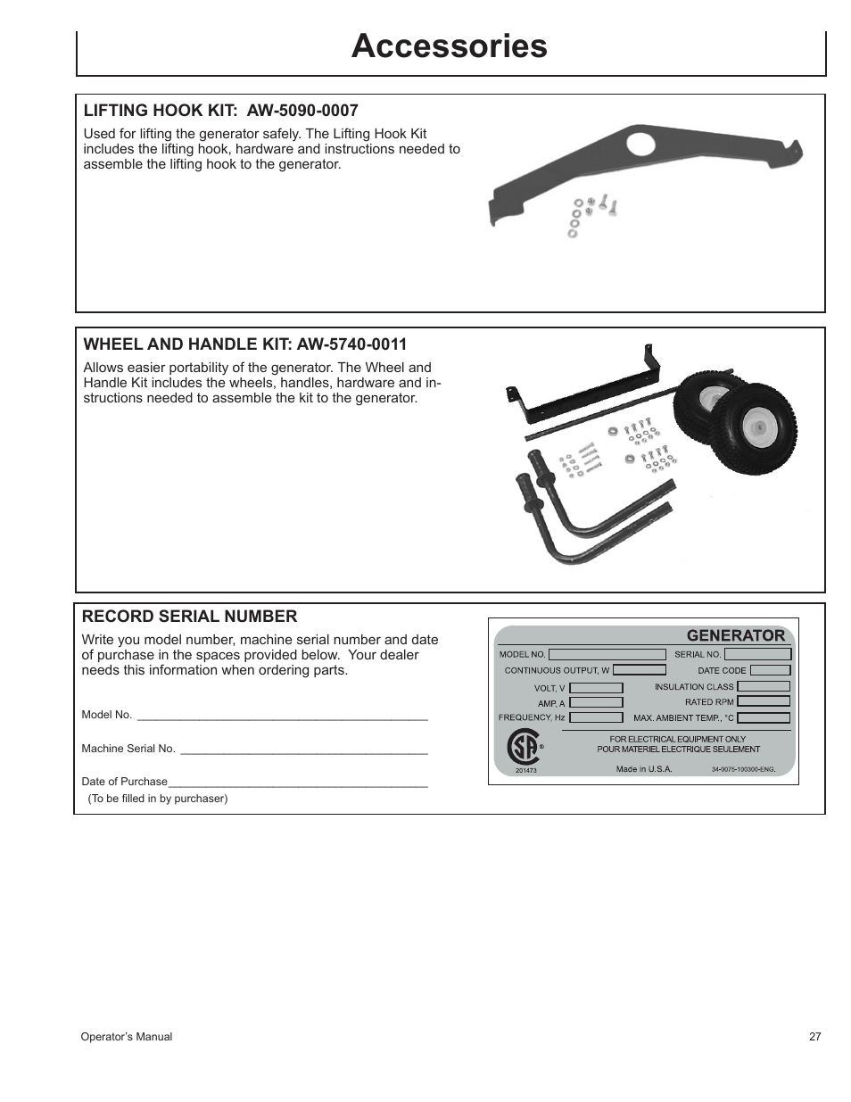 Accessories | John Deere AC-G6000DY User Manual | Page 27 / 94