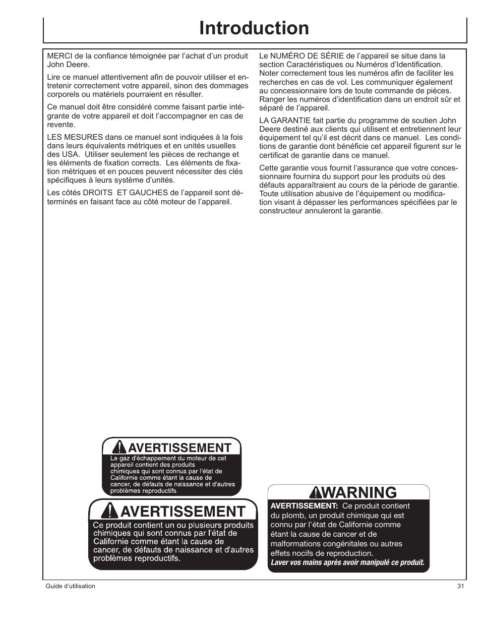 Introduction | John Deere AC-G6000DY User Manual | Page 31 / 94