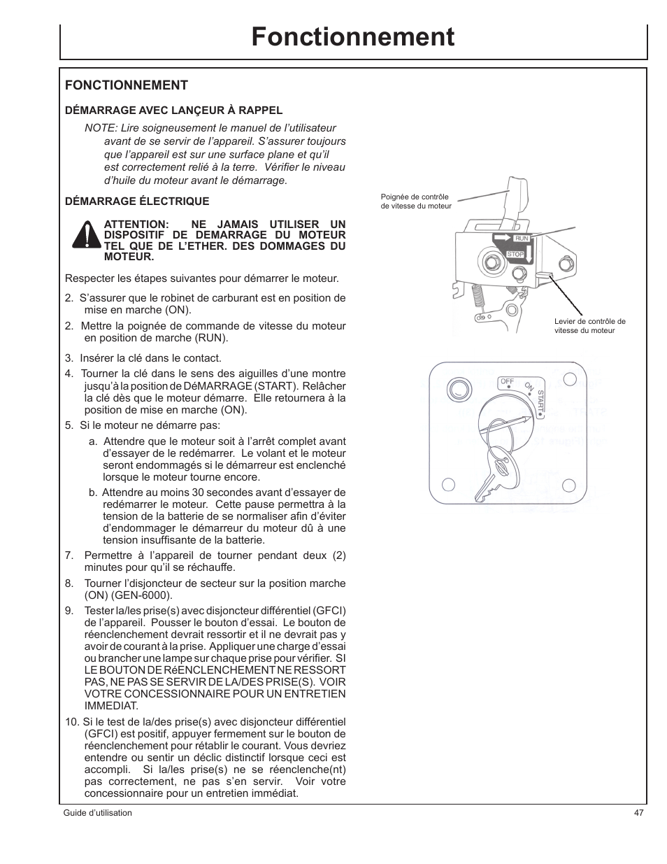 Fonctionnement | John Deere AC-G6000DY User Manual | Page 47 / 94