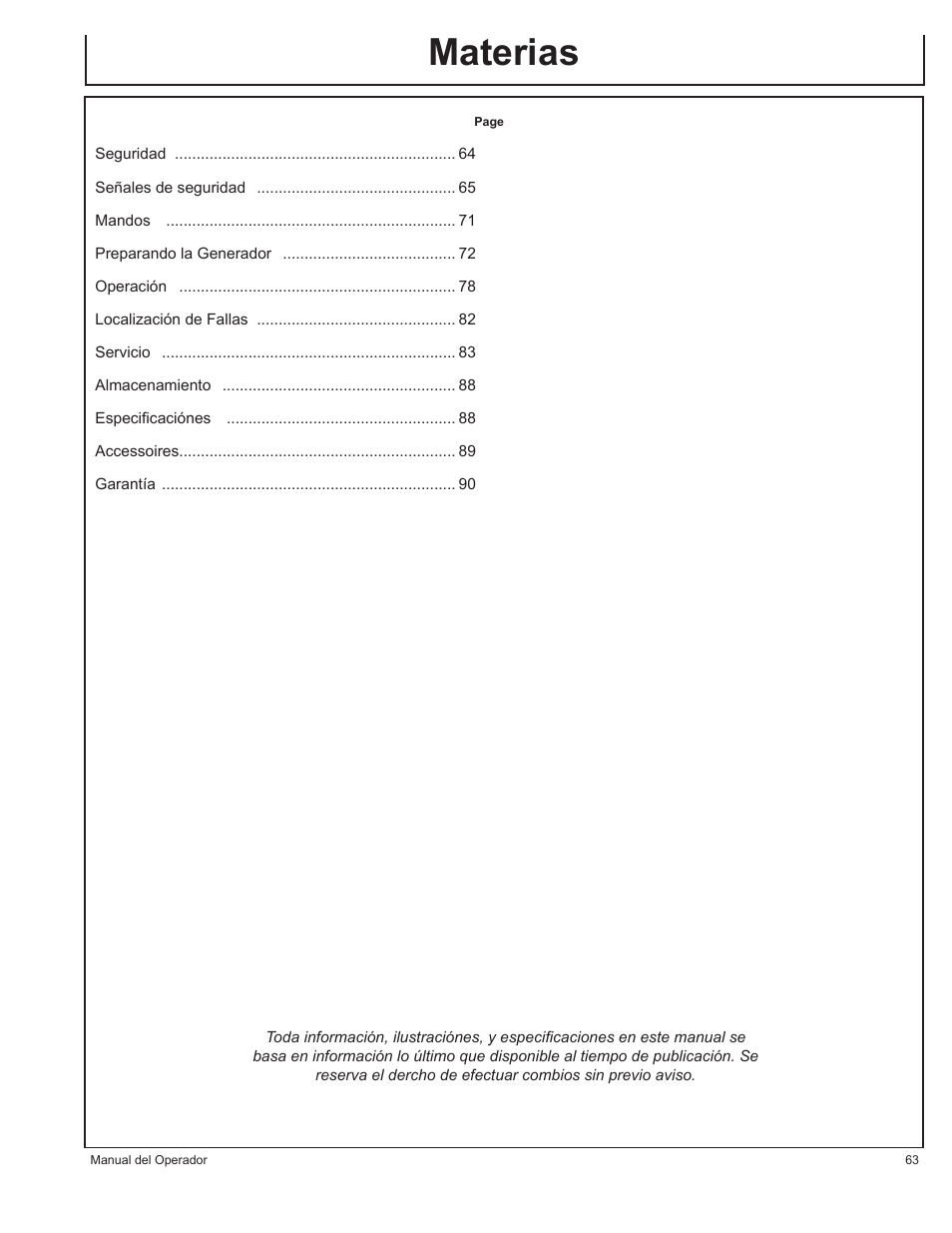 Materias | John Deere AC-G6000DY User Manual | Page 63 / 94