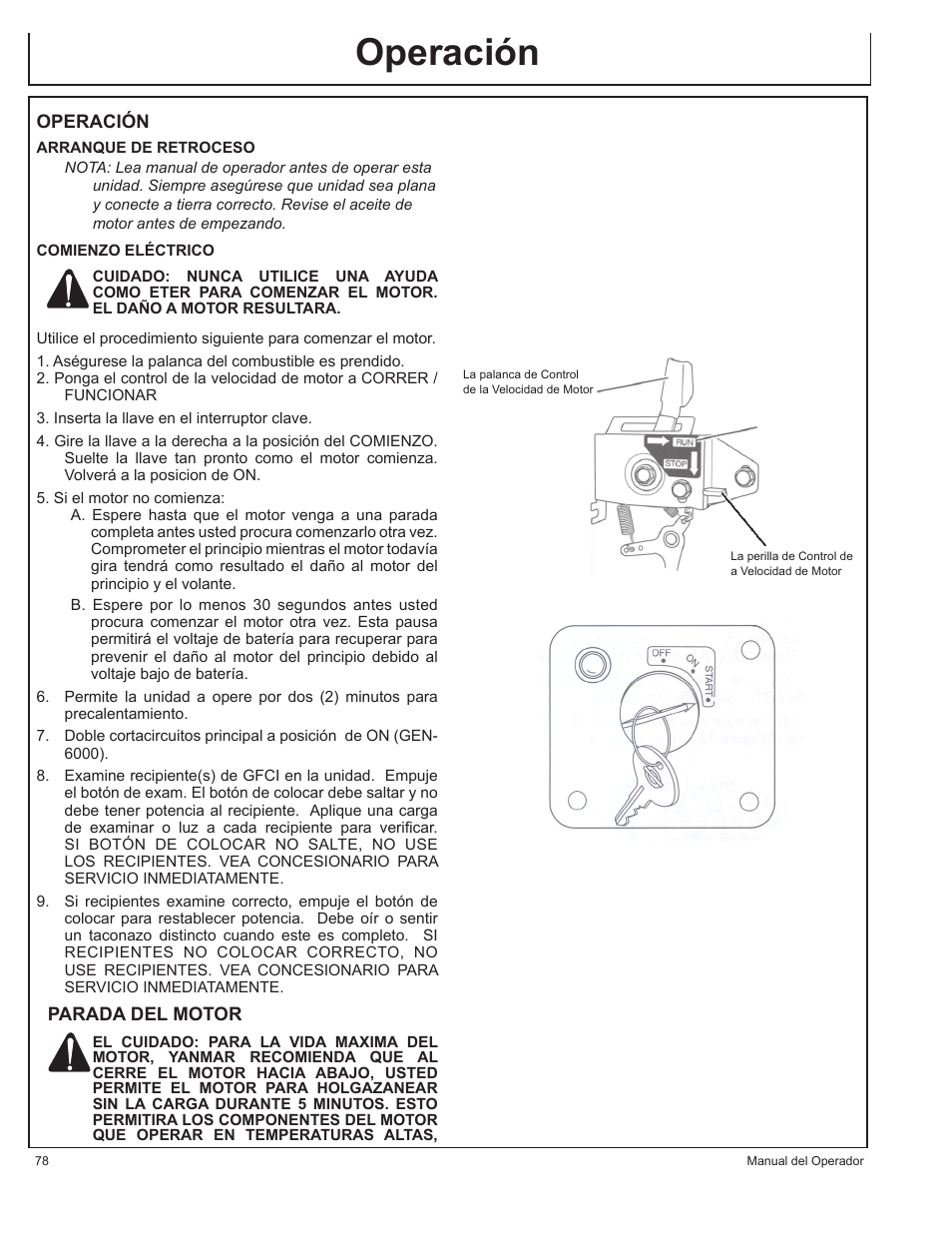 Operación | John Deere AC-G6000DY User Manual | Page 78 / 94