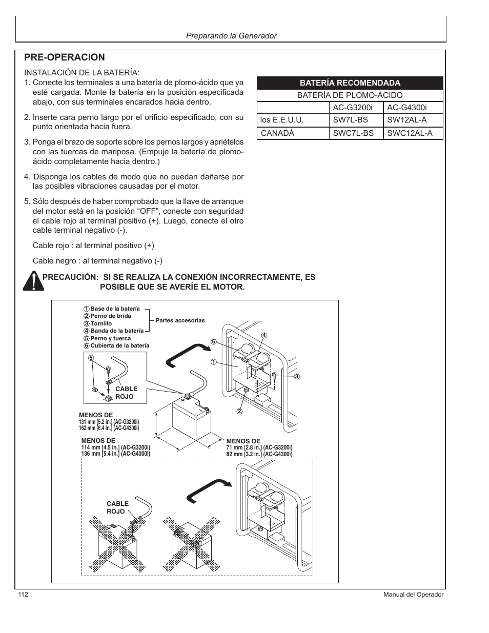 Pre-operacion | John Deere AC-G3200i User Manual | Page 112 / 132